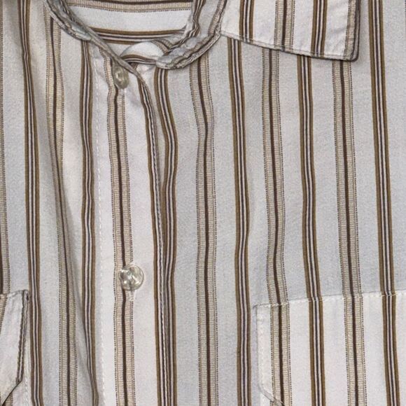Vintage Separate Issue Brown and White Striped Casual Shirt - Picture 7 of 10